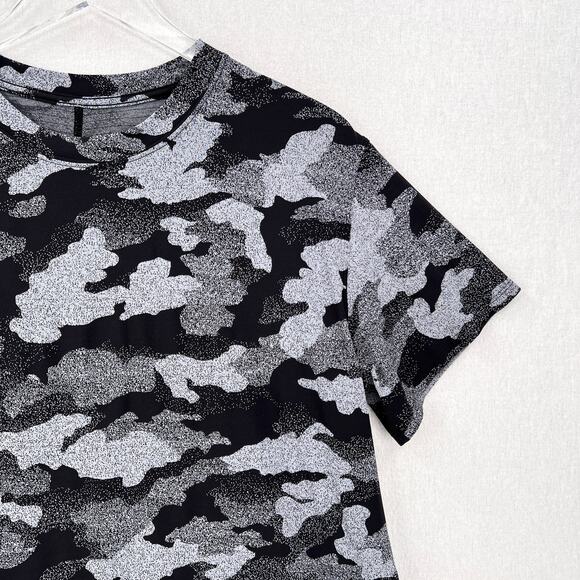 LULULEMON All Yours Short Sleeve Training Tee Womens 8 Black Gray Camo Print - Picture 8 of 16